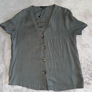 Dynamite Greenish Gray Women's Top, blouse, shirt, short sleeve